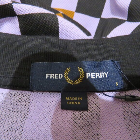 FRED PERRY Chequerboard Ultra Violet Polo Shirt Mod Preppy - Men's Size S NWT - Picture 15 of 15